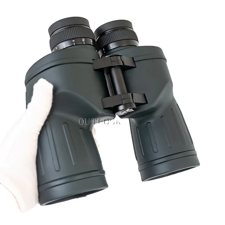 binoculars with a 10x50 magnification, a rangefinder, and a night vision scope.