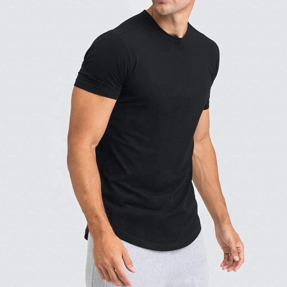 Мужская хлопковая футболка с коротким рукавом, черного цвета