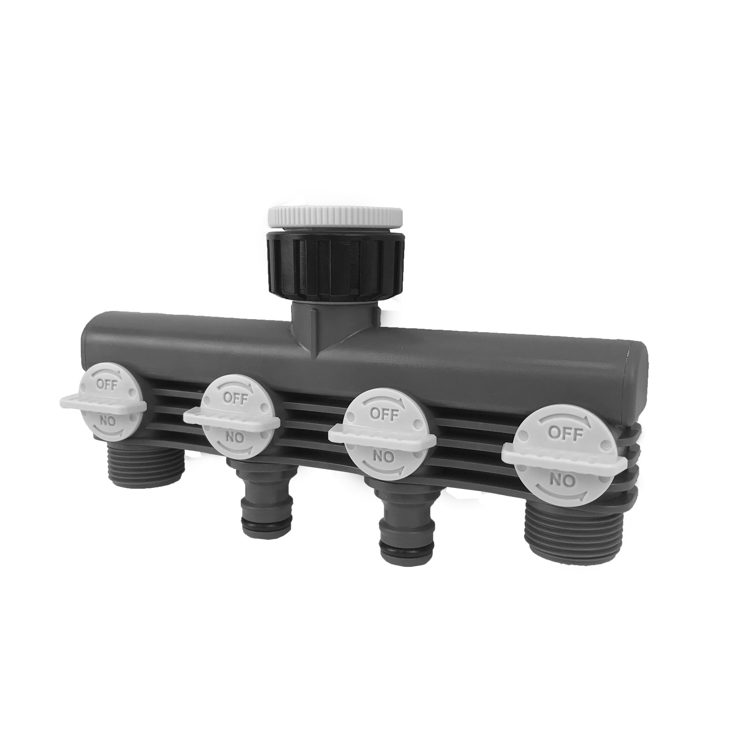4-Way Individual Shut Valves Plastic Garden Water Connector Manifold Tap for Separate Control of Water Flow Accessory