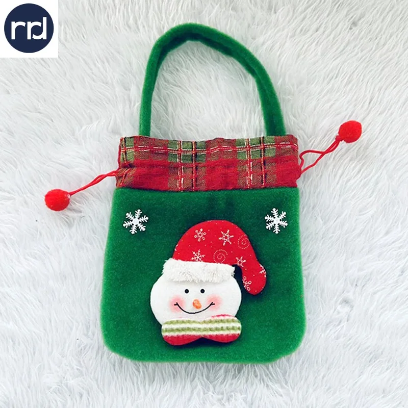 RR Donnelley New Arrival Christmas Velvet Reindeer Gift Bag Gold Antler Drawstring Sack Basket Monogram Xmas Gift Bags