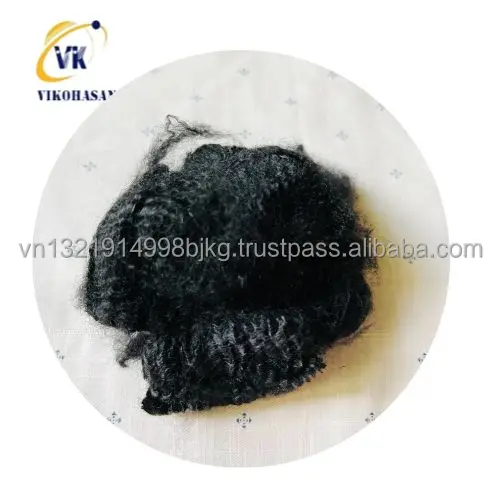 Solid Dry Black Fiber made by recycled scrap fabric  from largest Vietnam factory  good for quilting wadding filling