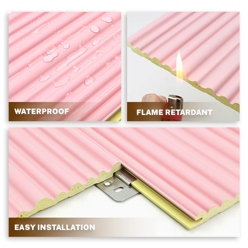 Moisture-Proof Interior Wood Grain Wave Wall Panel Composite WPC Wall Cladding