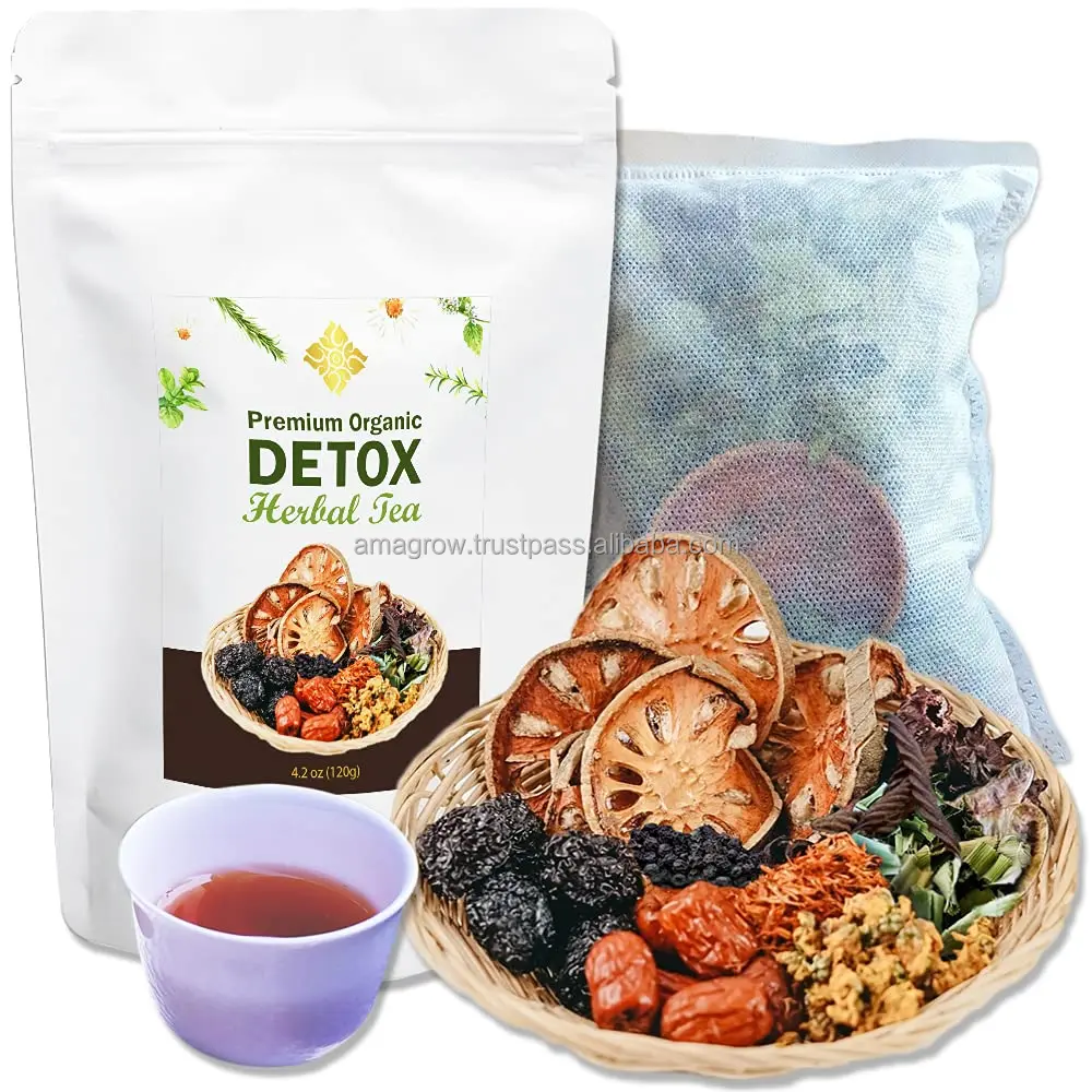 DETOX TEA Natural 12 Herbal Organic Blend Private Label - for Weight Loss Colon Cleanse Skinny Fit Reduce Belly Fat Slimming