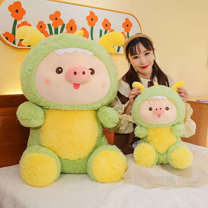 New Kawaii Cartoon Piggy Doll Big Plush Toy Gift Pillow Unisex Little Dragon Bed Pillow Mesh Lining for Stress Relief