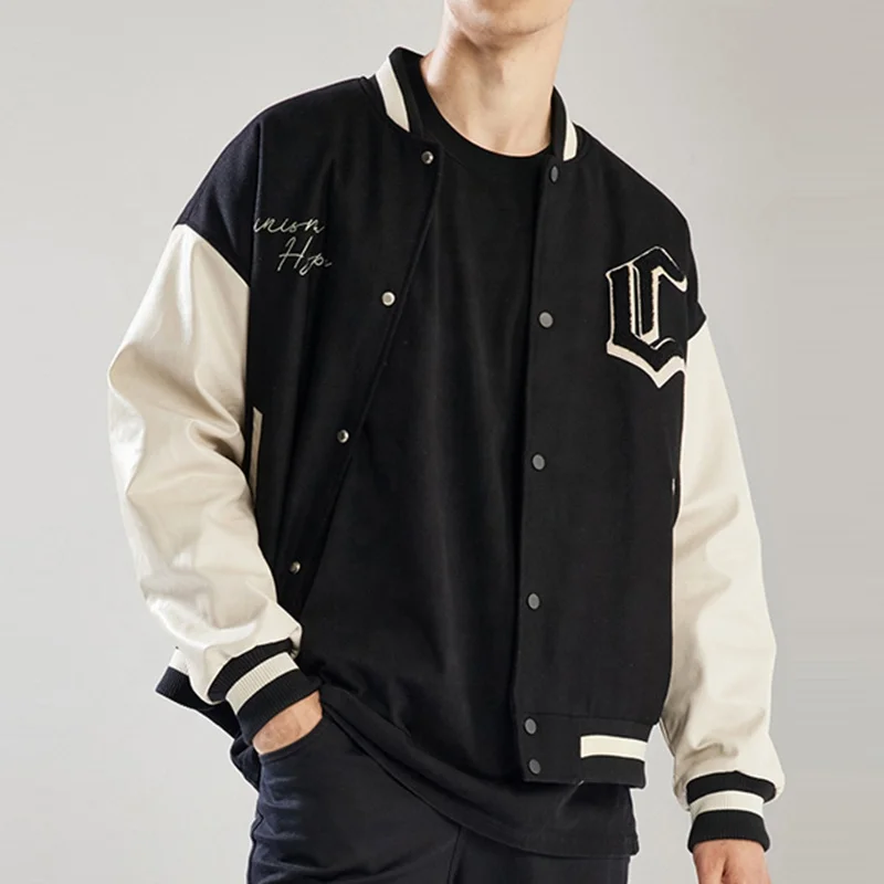 Fashion Custom Varsity Jacket Leather Sleeves Chenille Contrast Softshell Jacket Embroidery Baseball Jacket
