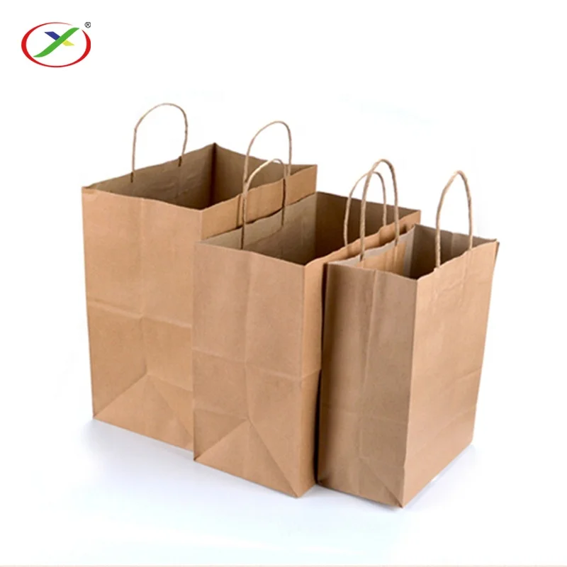China OEM factory  wholesale customized kraft paper shopping  packing bags with your own logo printing