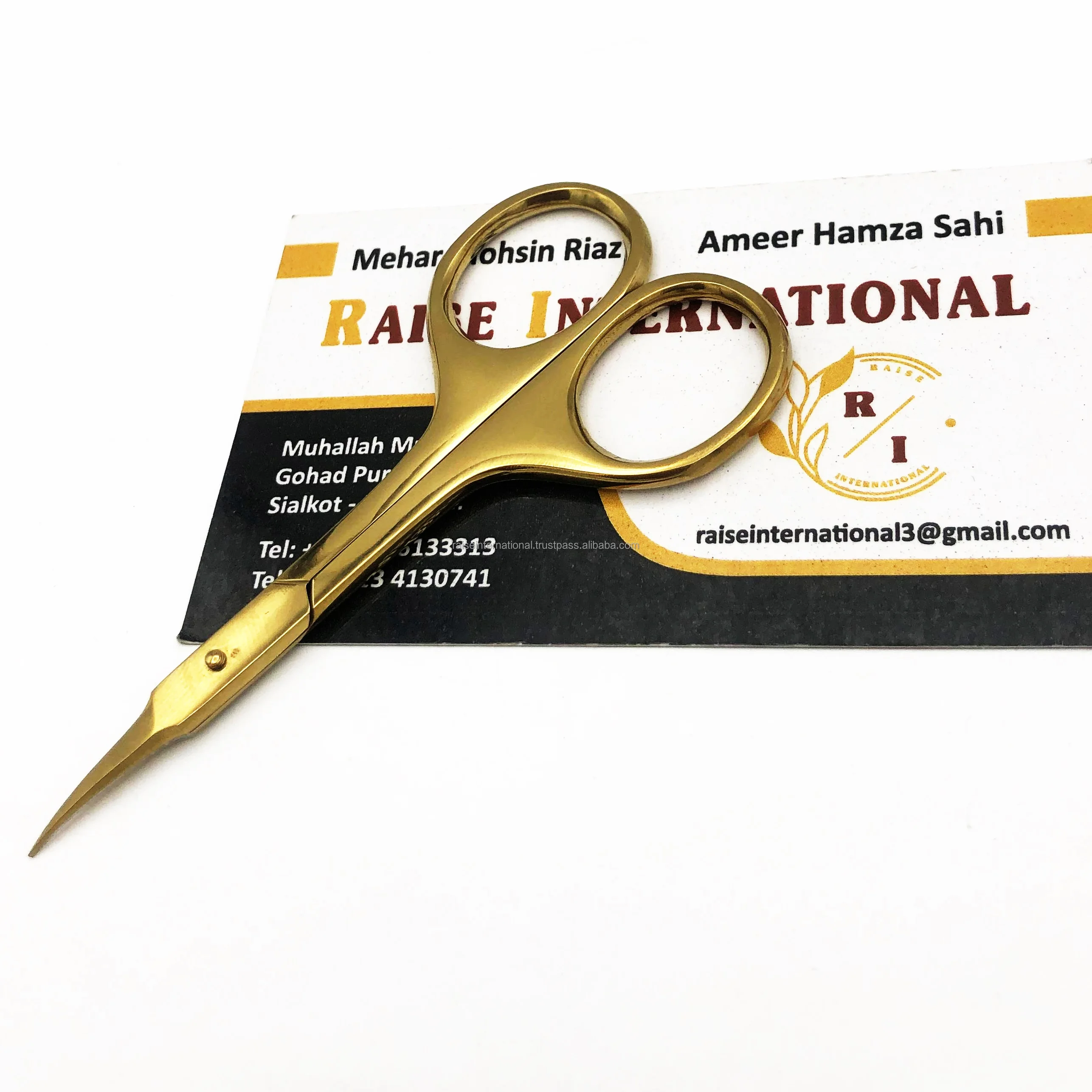 High Quality Best Selling Curved Makeup Plasma Gold Eyelash Eyebrow Beauty Scissors Eco-Friendly Small Nose Hair Scissors