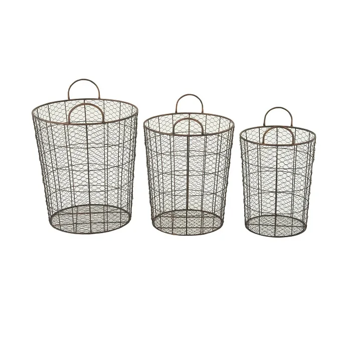 Metal Wire Baskets For Storage Metal Wire Mesh Basket Wholesale Customized Durable Round Fruit & Vegetable
