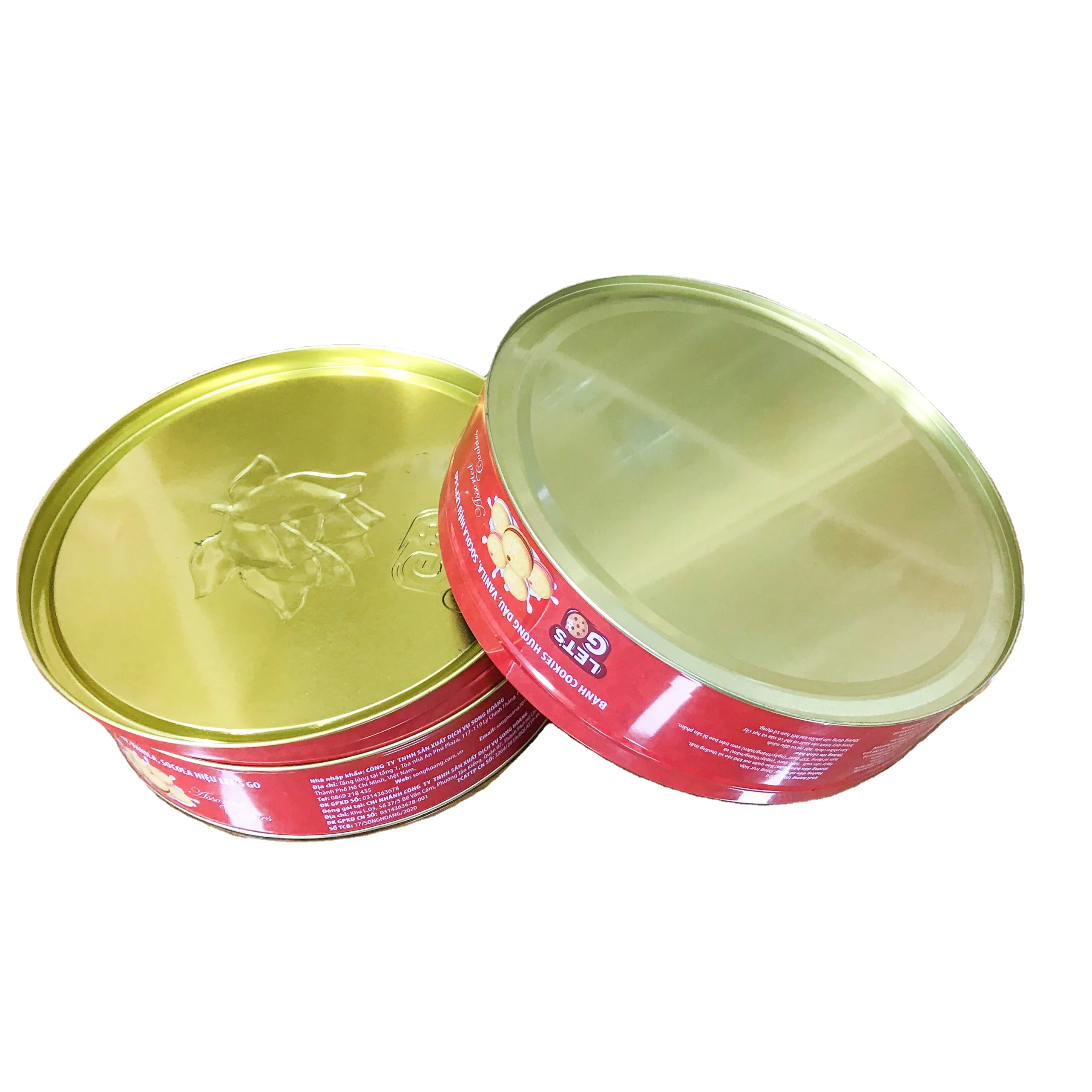 New design Embossing  printing tin can packaging box for cookies