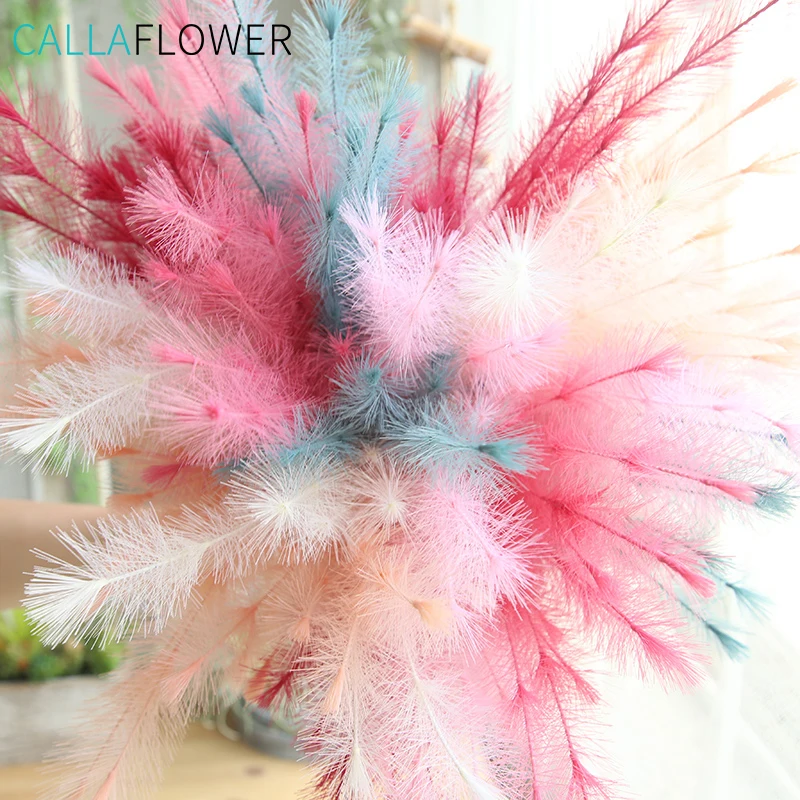 MW09914 New Design Artificial Feathered Grass Plant White Flower Hairy Straw For Christmas Picks