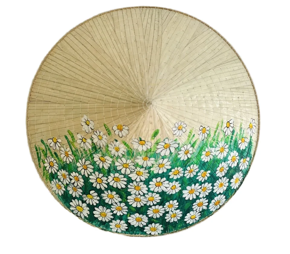 Custom Unisex Vietnam Conical Cowboy Hat Asia Panama Outdoor Summer Sun Hat with Lotus Leaf Bamboo Palm Made in Vietnam