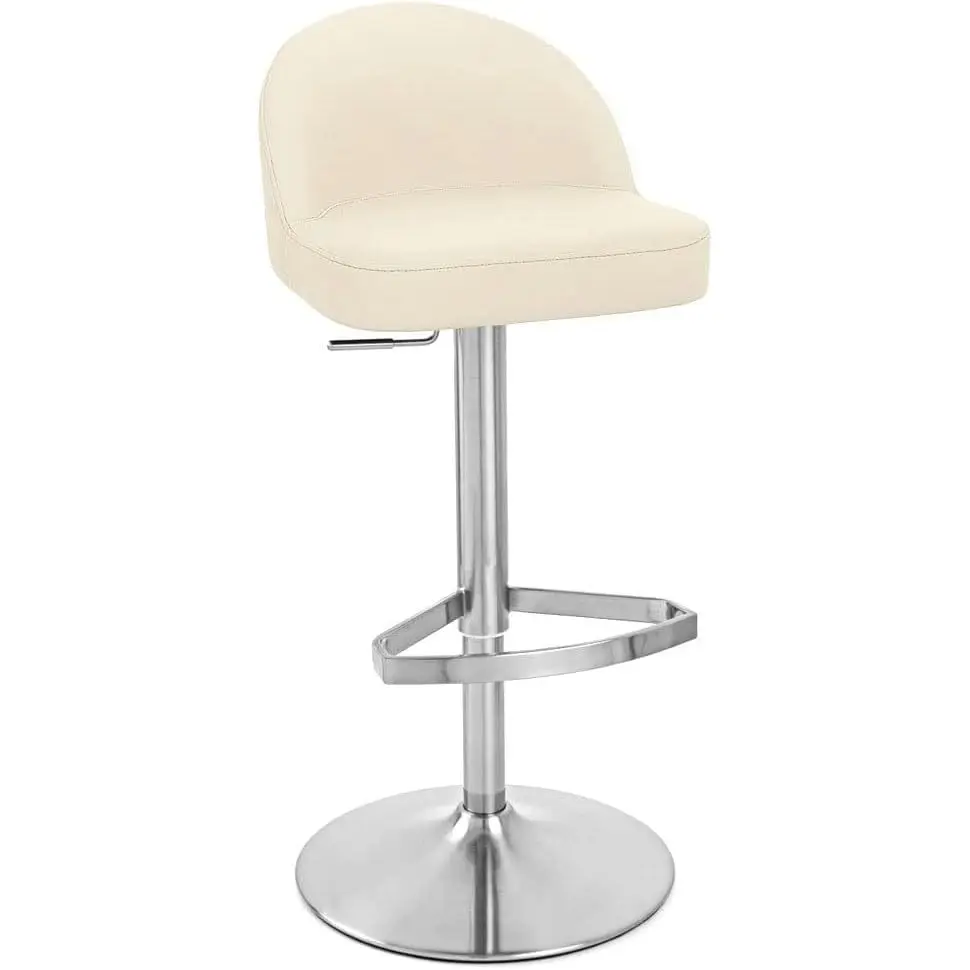 Modern Adjustable Bar Stool with Soft Leather Seat and Sturdy Chrome Base and Perfect for Commercial Spaces