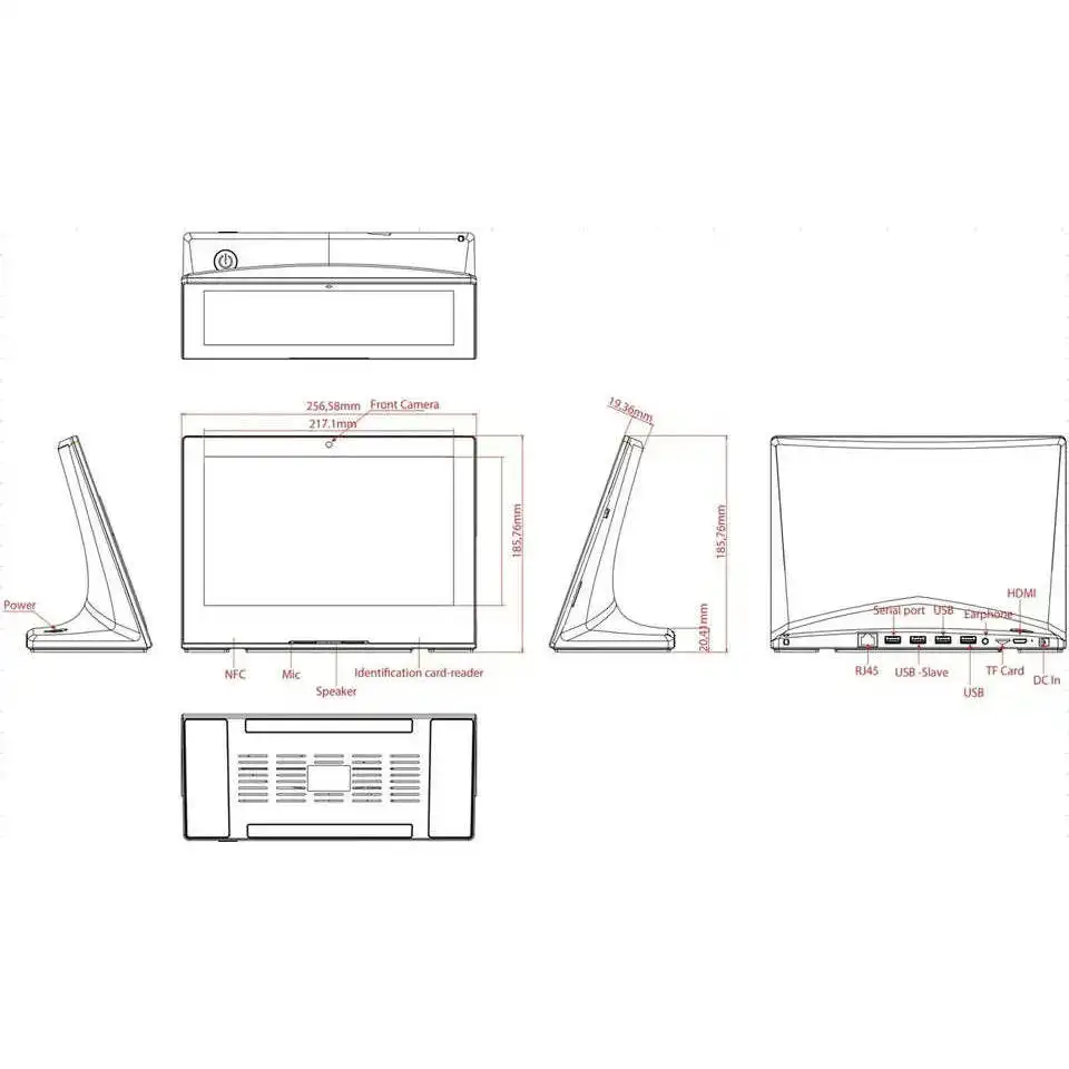 OEM 10.1 Inch RK3399 2+16GB POE NFC RFID Desktop Stand-up Tablets Smart POS L Shaped All in One Android Tablet
