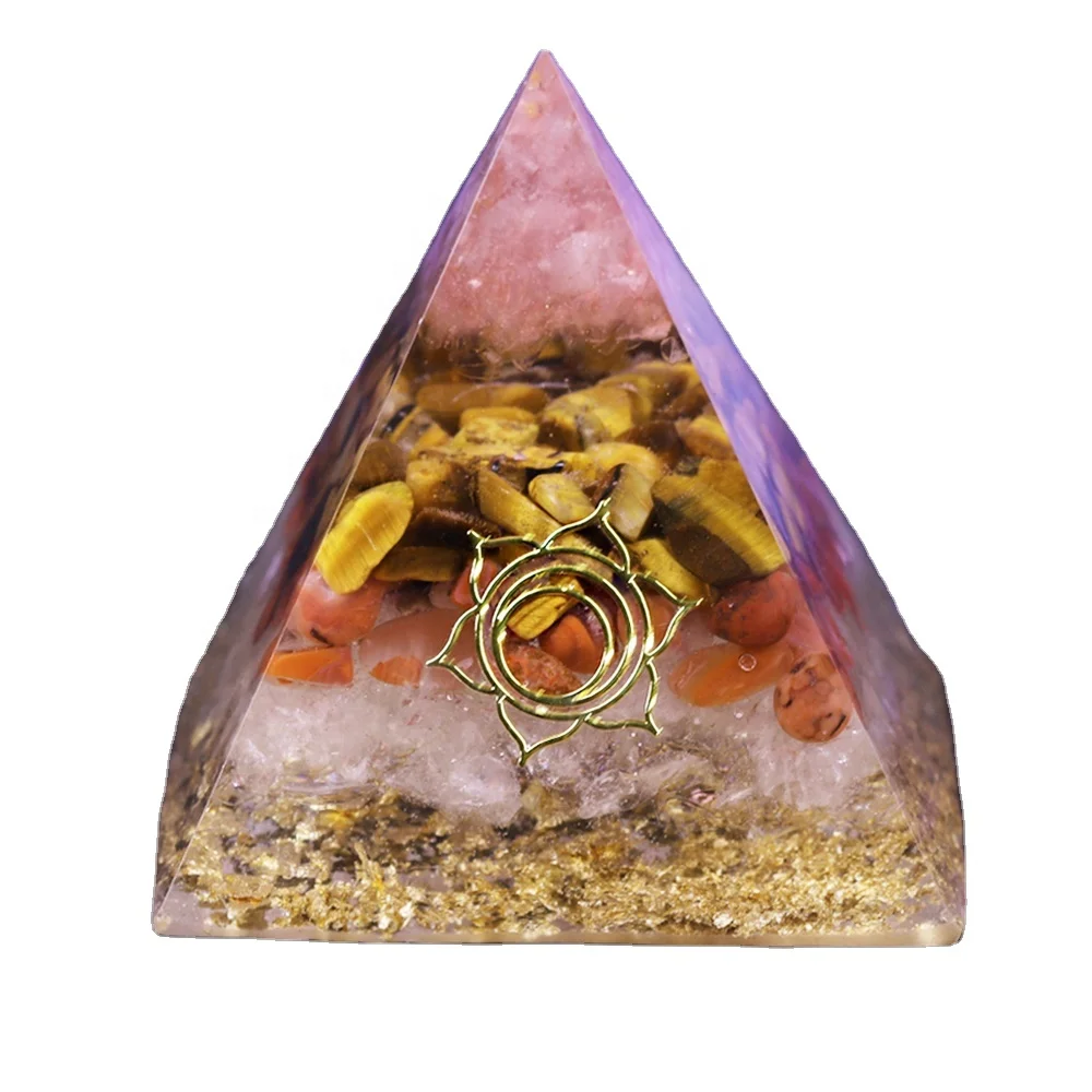 Wholesale 100% Natural Tiger Eye Elite Orgone Pyramid Healing Crystal Tumbled Gemstone Chakra Ornaments Home Decor EMF Protect