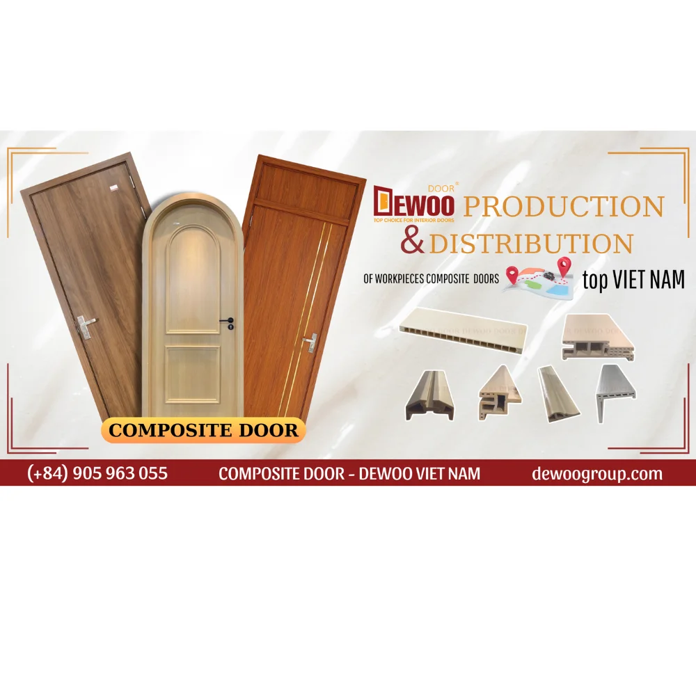DEWOO Arched WPC PVC Film Door Modern Style Cheap Price for Living Room/Toilet Wooden Plastic Manual Opening Exterior Home Use