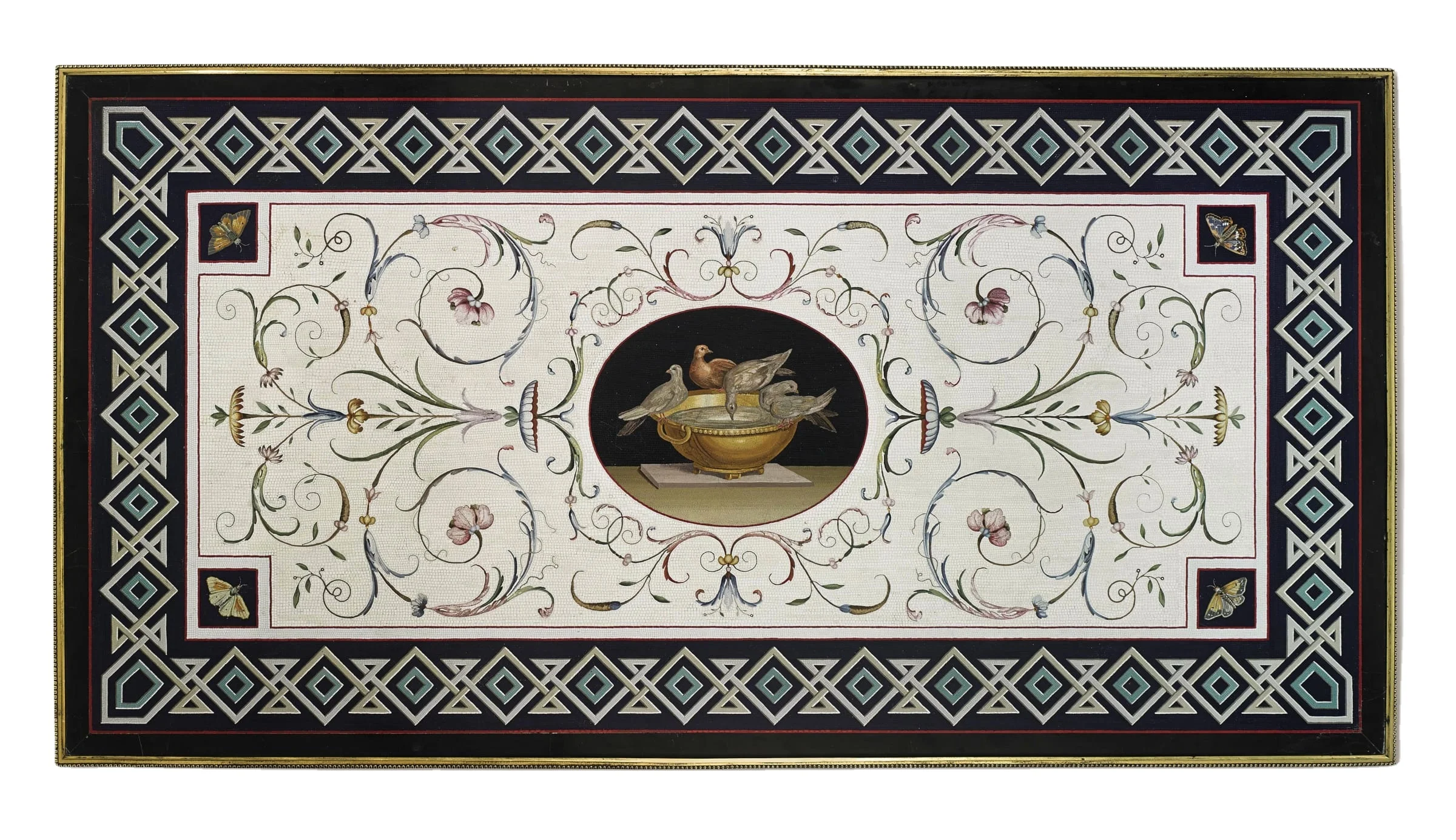 Exclusive Multi-Gemstone Marble Dining Table Top Pietra Dura Stone Inlaid Contemporary Style Kitchen Living Room Office Home Use