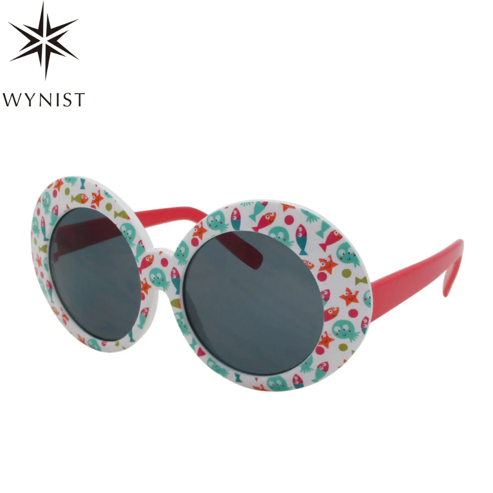 Summer Beach Round Shape Kids Sunglasses Crab Pattern Frame UV Protection Eyewear Children Shades in Stock