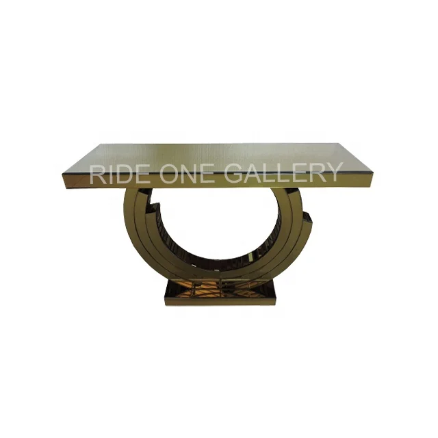 
Luxury Italian Modern Mirrored Console Table with Gold and High Quality Glass For Indoor Home Villa Apartment Furnitur 