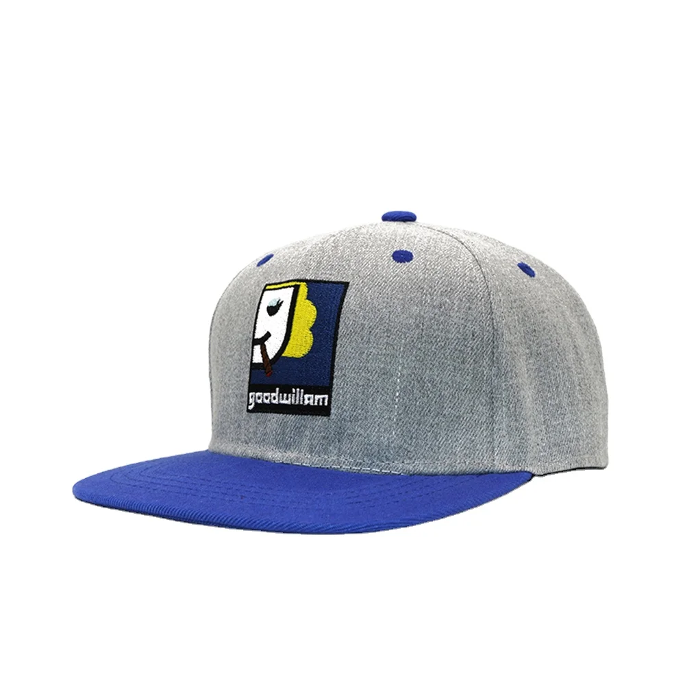 Custom High Quality  Embroidery Logo Cotton Polyester Flat Brim Snapback Hat Cap