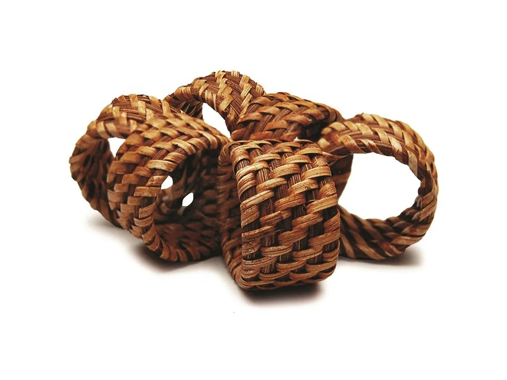 2022 Design 100% Handmade Wicker Rattan Napkin Rings Paper Towel Ring For Dinner Table Made In Vietnam