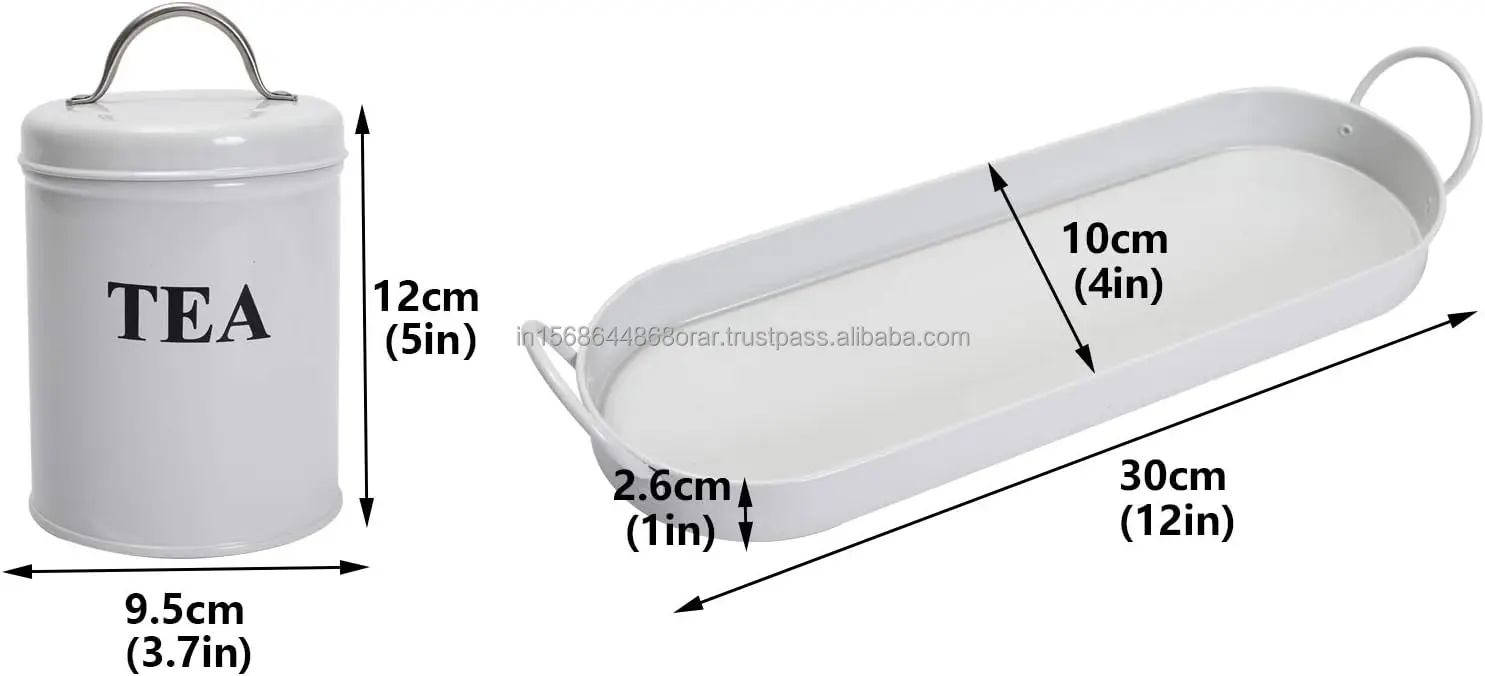 Retro Farmhouse Country Decor round Airtight Metal Tea Coffee Sugar Storage Canister Container Jar Set of 3