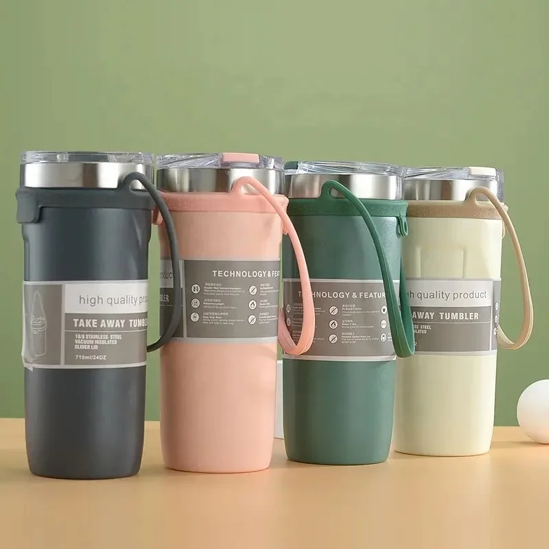 Wholesale Stainless Steel Vacuum Flasks & Thermoses Travel Coffee Cup With Silicone Cup Sleeve