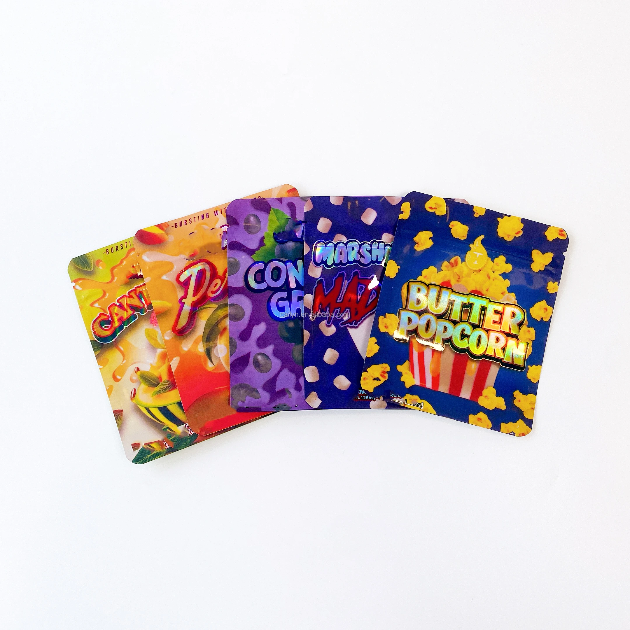 Cailyn Logo Printed custom packaging Reusable Smell Proof Gummies Candy Zip Lock smell proof custom 3.5 mylar bags candy bags