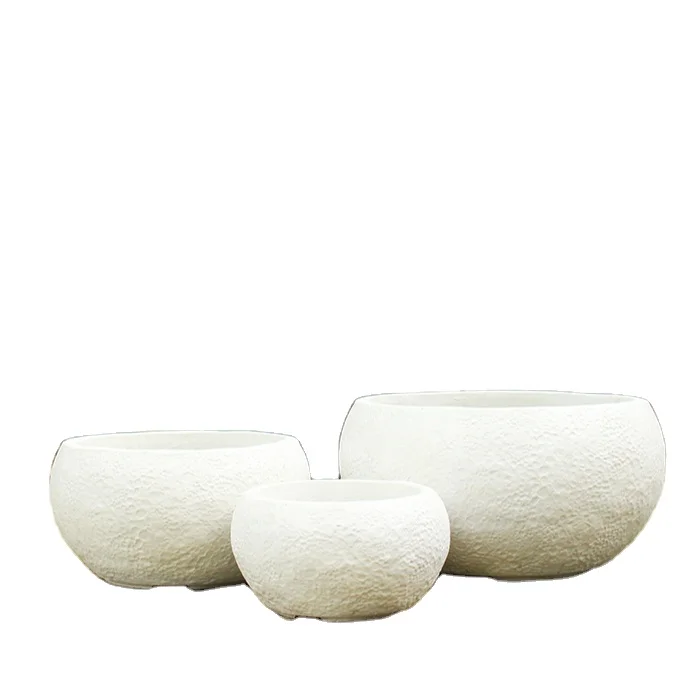 Contemporary Style Small Concrete round Flower Pot Pure Color Simple Coating for Garden Use-Succulent Planters