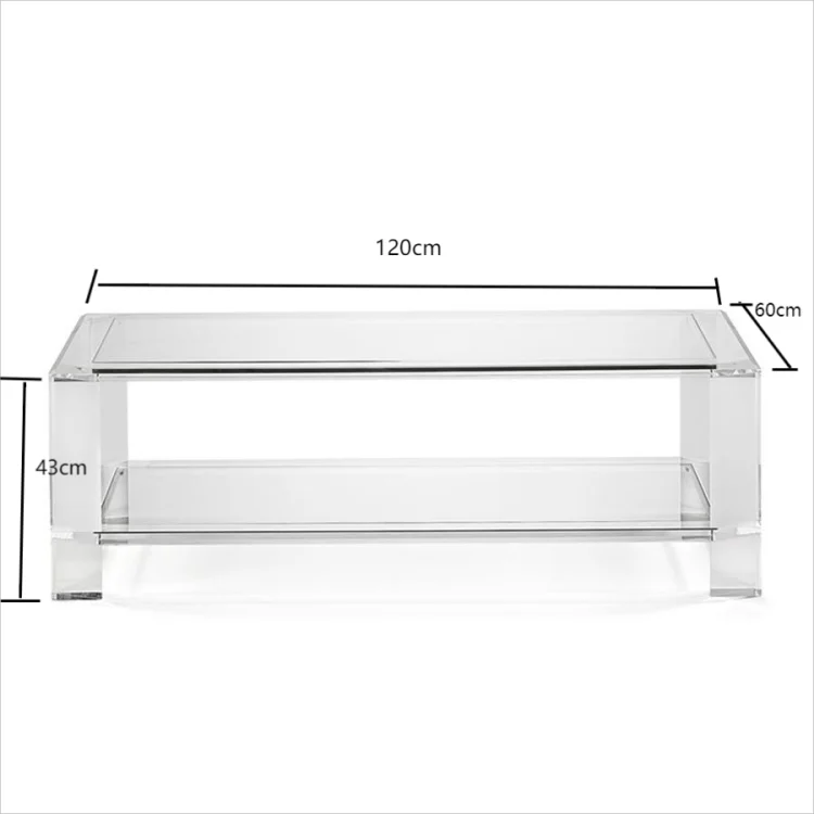 Popular Modern Living Room Hotel Transparent Acrylic Furniture Rectangle Glass Top Lucite Acrylic Coffee Side Center Table