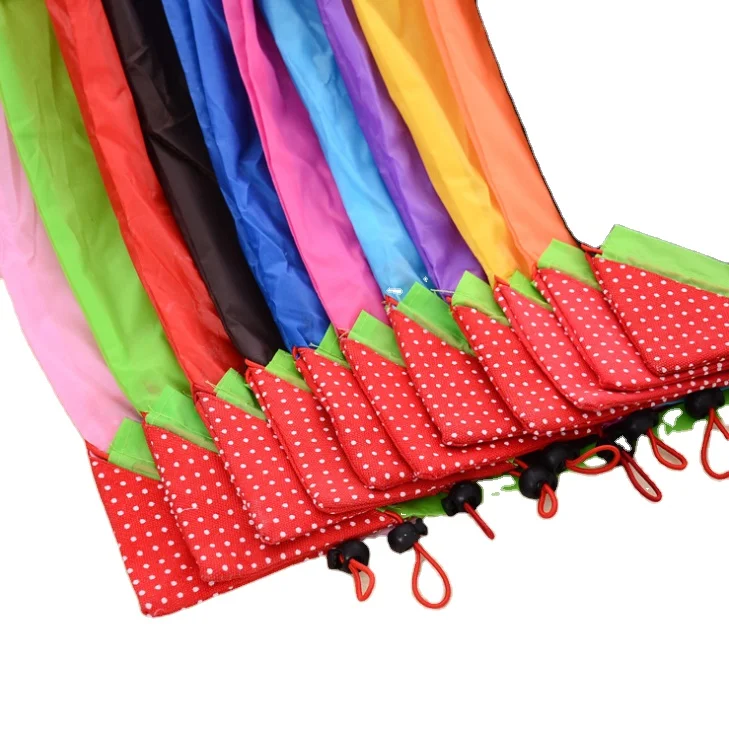 Vietnam Factory Wholesale Custom Logo RPET Printed Strawberry Foldable Polyester Shopping Bag Reusable Grocery Bags