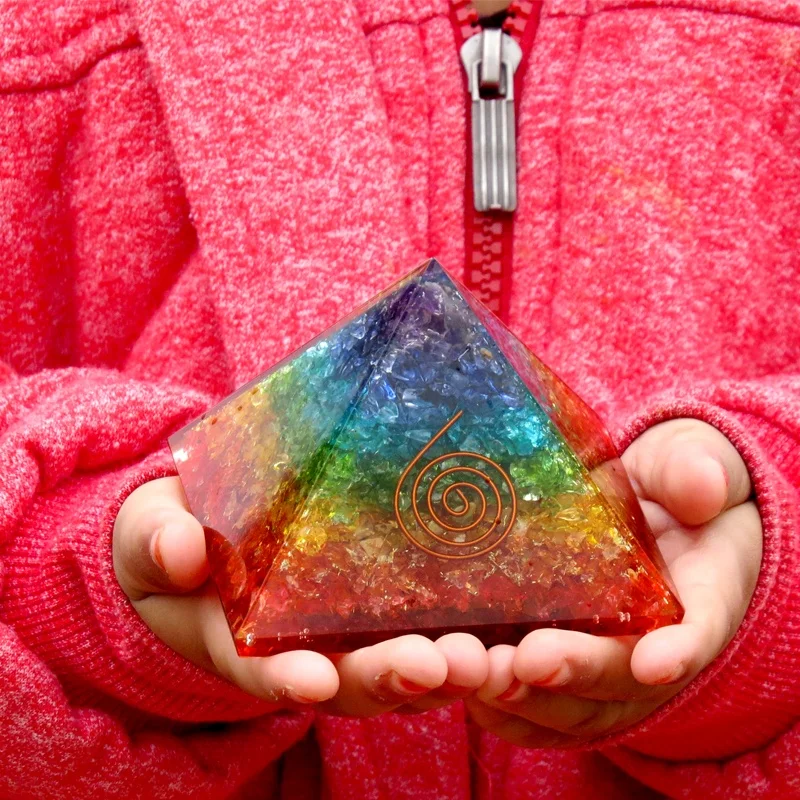 Wholesale Seven Chakra Onyx Gemstone Orgone Pyramid For sale Energy Pyramid High Quality Orgonite Pyramid in Bulk for Home decor