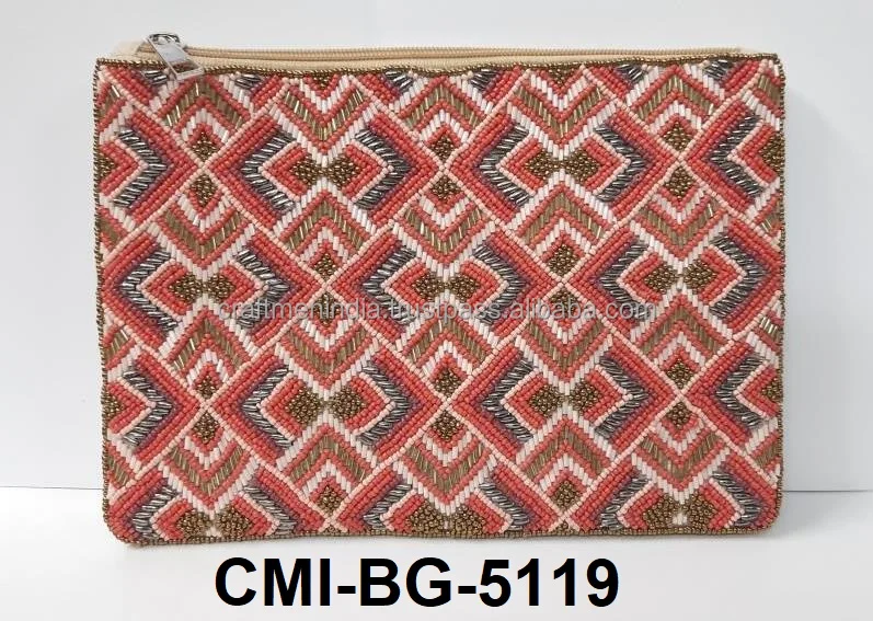 Cash Money Coin Purse - Seed Bead Wallet - Handmade beaded clutch insert- Bridesmaid Gifts - Zippered Pouch