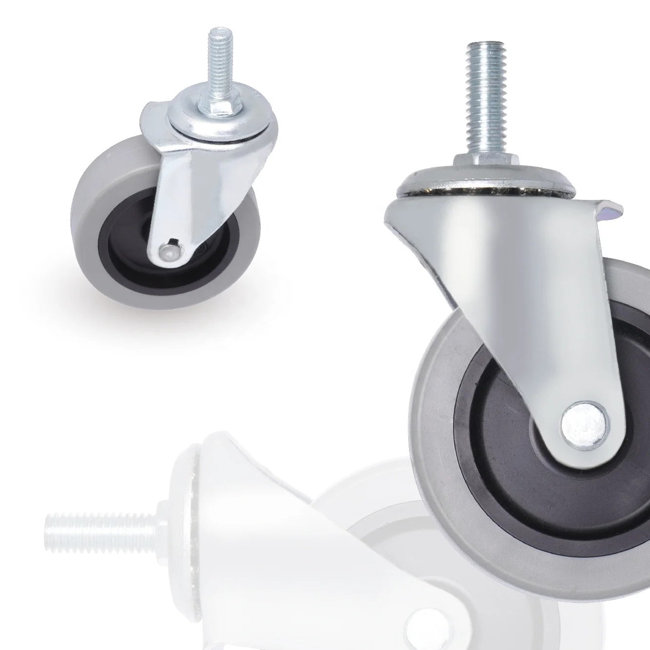 3 Inch PVC Small 3/8 Screw Stem Caster Wheels With PP Core Bearings