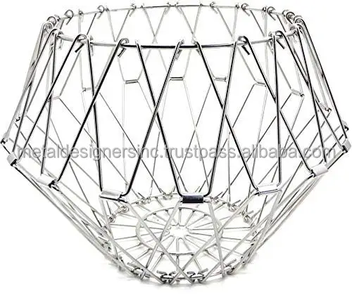 Multipurpose Stainless Steel Folding Fruit and Vegetable Basket for Kitchen/Dining Table/Home with 8 folding shapes basket