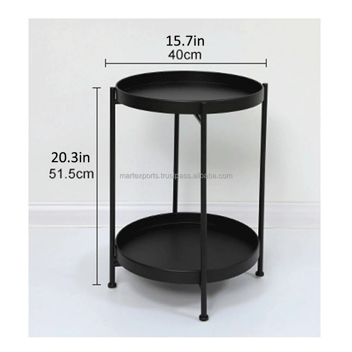Best seller iron metal round 2 tier sofa side table in black for your living room furniture in wholesale price