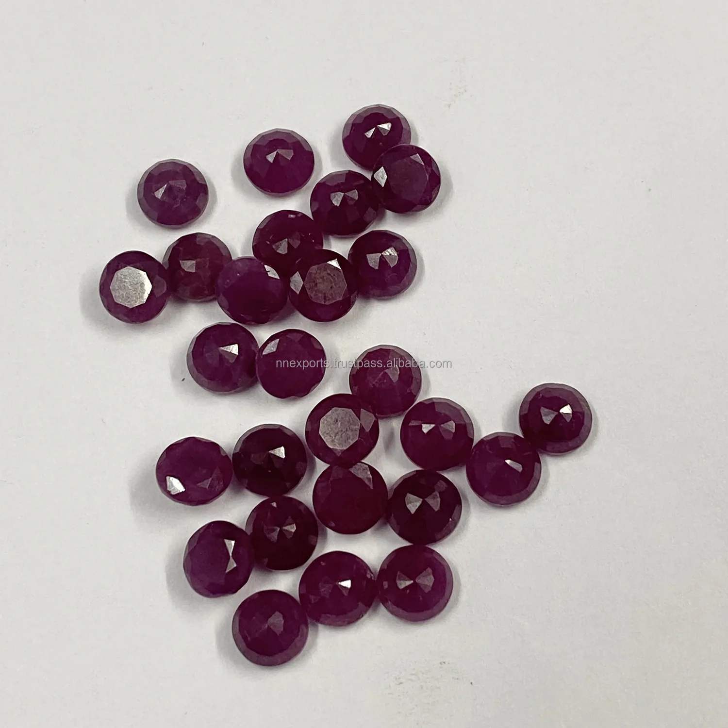 Wholesale Market Price Natural 7mm Ruby Semi Precious Stone Faceted Round Certified Loose Gemstone for Jewelry Making From India