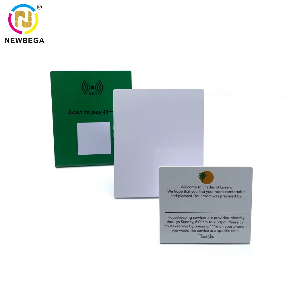 Custom Logo RFID Smart Table Menu Tent PVC Restaurant Menu Card Holder stand with NFC Chip Menu Holder For Phone