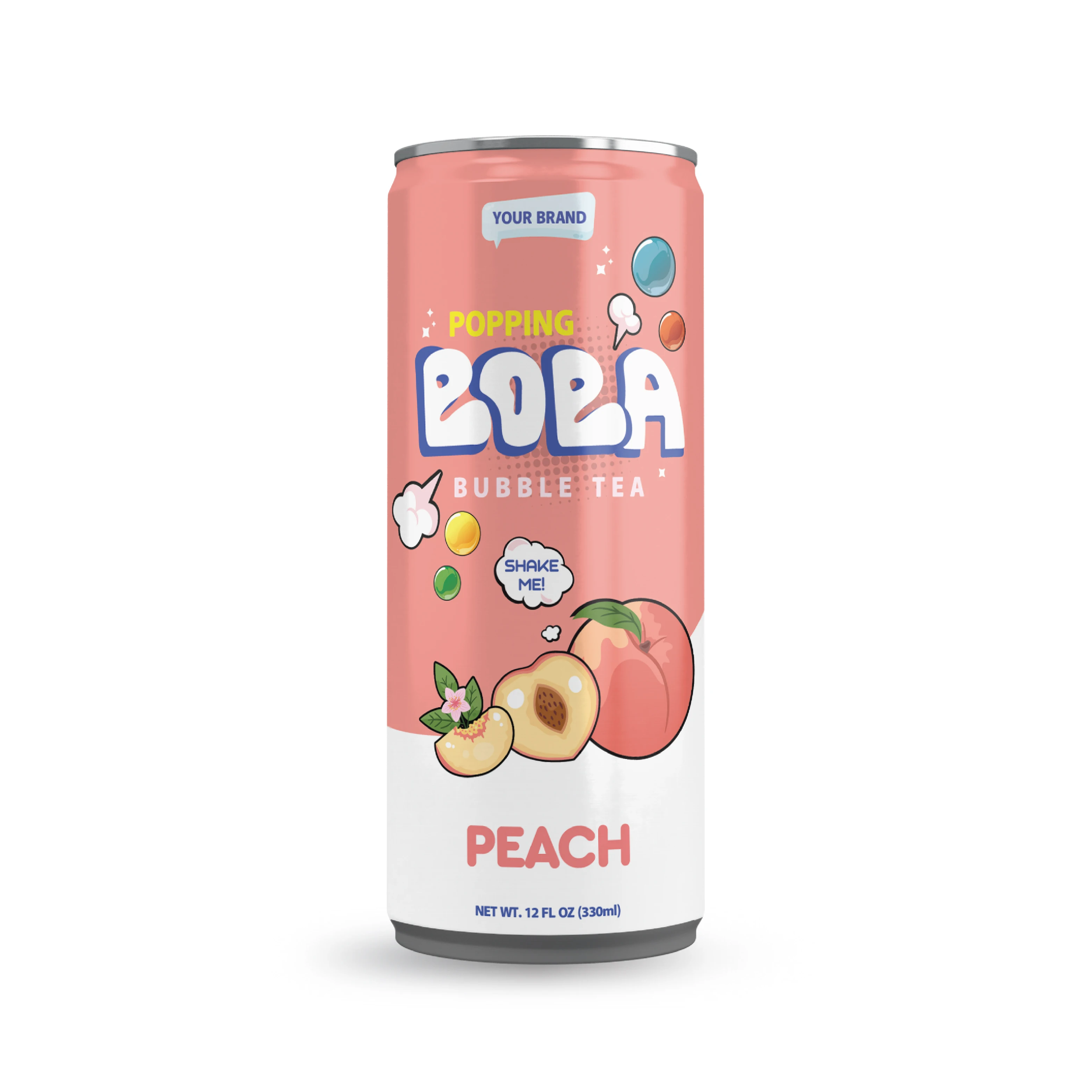 330ml Canned Popping Boba Peach Fruit Iced Black Tea - Private Label Available Free Samples  Vietnam Beverage Manufacturer
