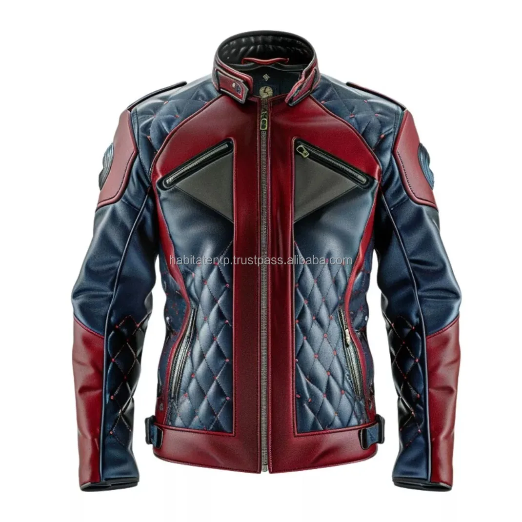 Motorcycle Racing Genuine Leather Jacket Biker Style Riding Vintage Real Cowhide Stand Collar Zipped Pockets Handmade Jackets