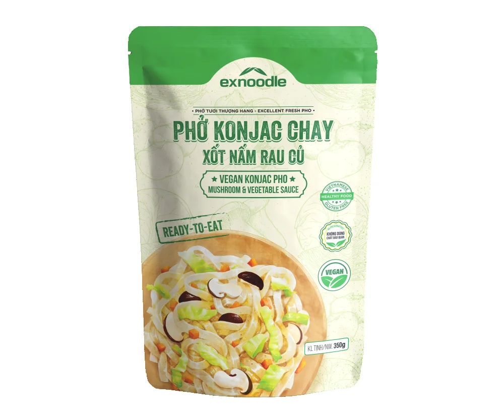 High Quality Vietnamese Fried Rice with Konjac Pho Mushroom & Vegetables Sauce Ready-to-Eat Vegan Instant Food Bag Packaging