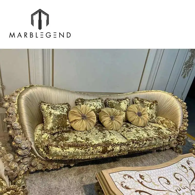 living room flannelette fabric red sofa set furniture solid wood carved luxury classic sofa