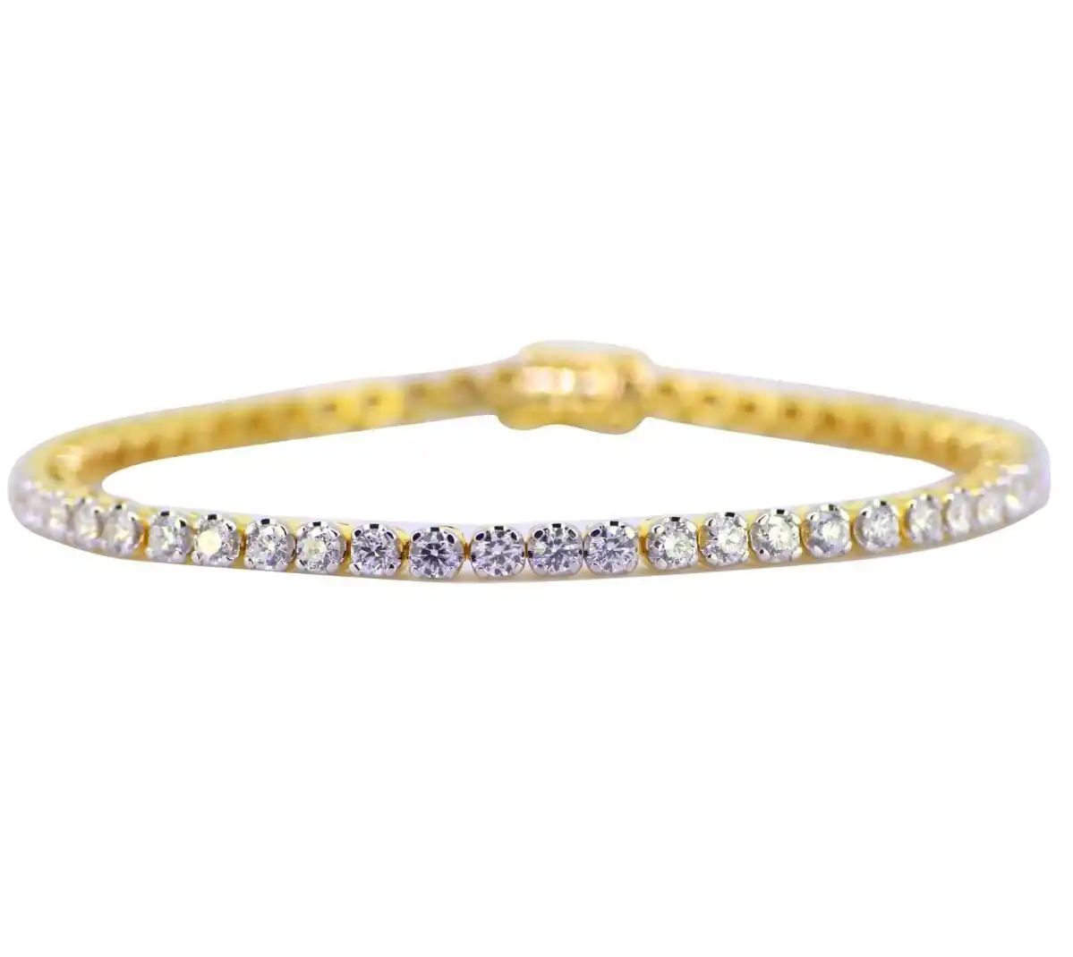 Unisexual Customized Hip Hop Trendy Tennis Bracelet in 10kt yellow gold 9.7 gm and 5.59ct natural diamonds jewelry manufacturer