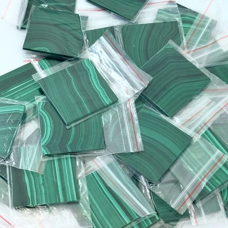 wholesale 40mm natural malachite plate square discs, high quality natural green malachite