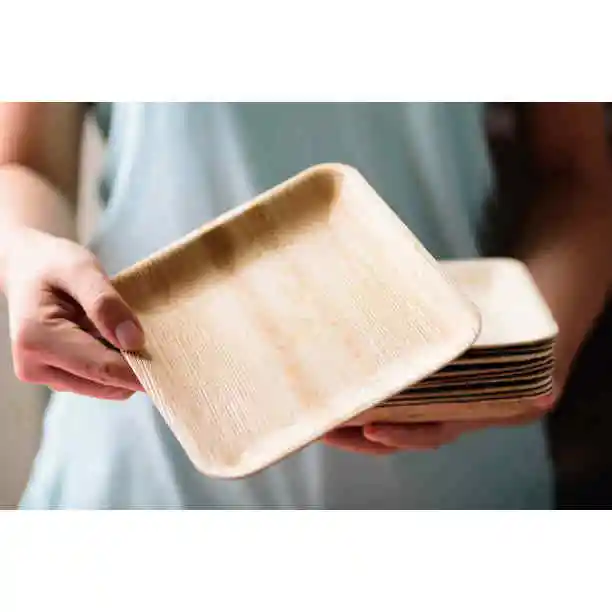 Биоразлагаемые тарелки с пальмовыми листьями, идеально подходят для романтической вечеринки, одноразовые и экологически чистые