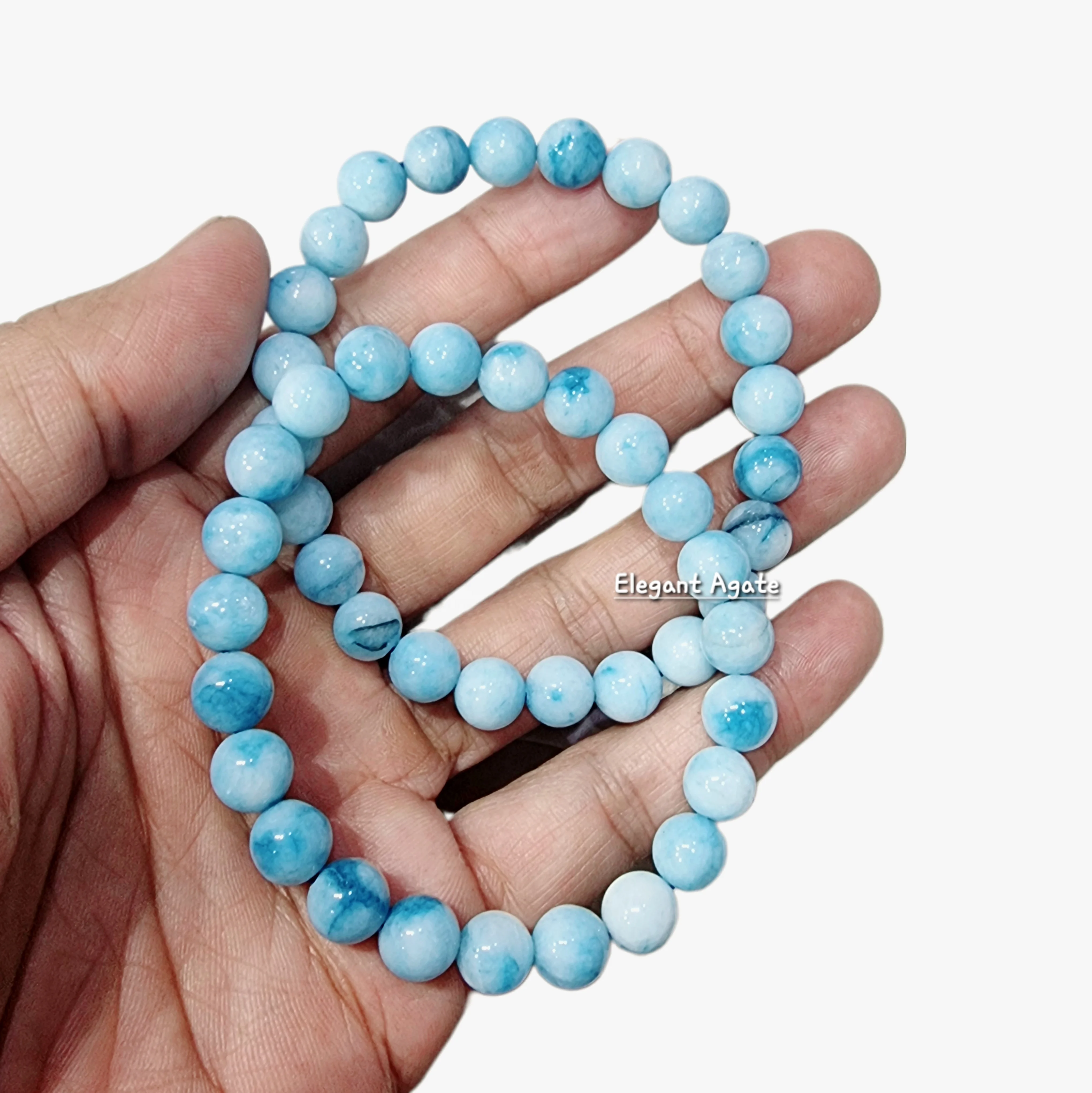 WHOLESALE NATURAL LARIMAR BRACELET BEAUTIFUL GEMSTONE BLUE LARIMAR ROUND BEAD ELASTIC BRACELETS  FOR HEALING JWELLREY MEDIDATION