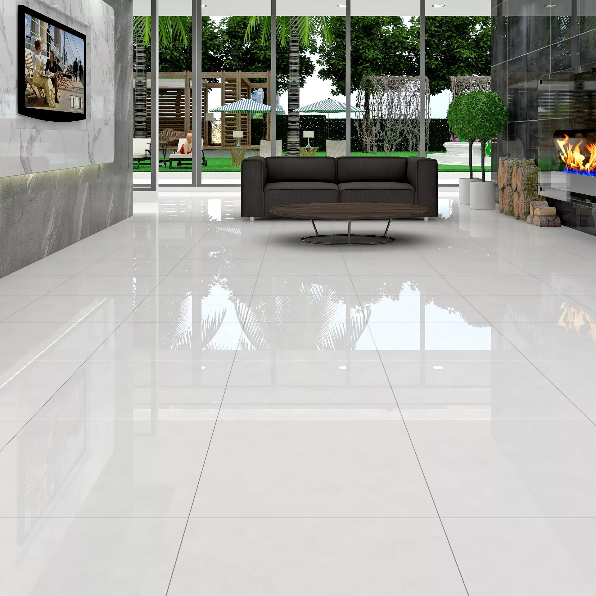 Black White Glazed Porcelain Tiles 60*120cm Pure Black and White 60*60cm Ultra Modern Traditional Black White Worldwave