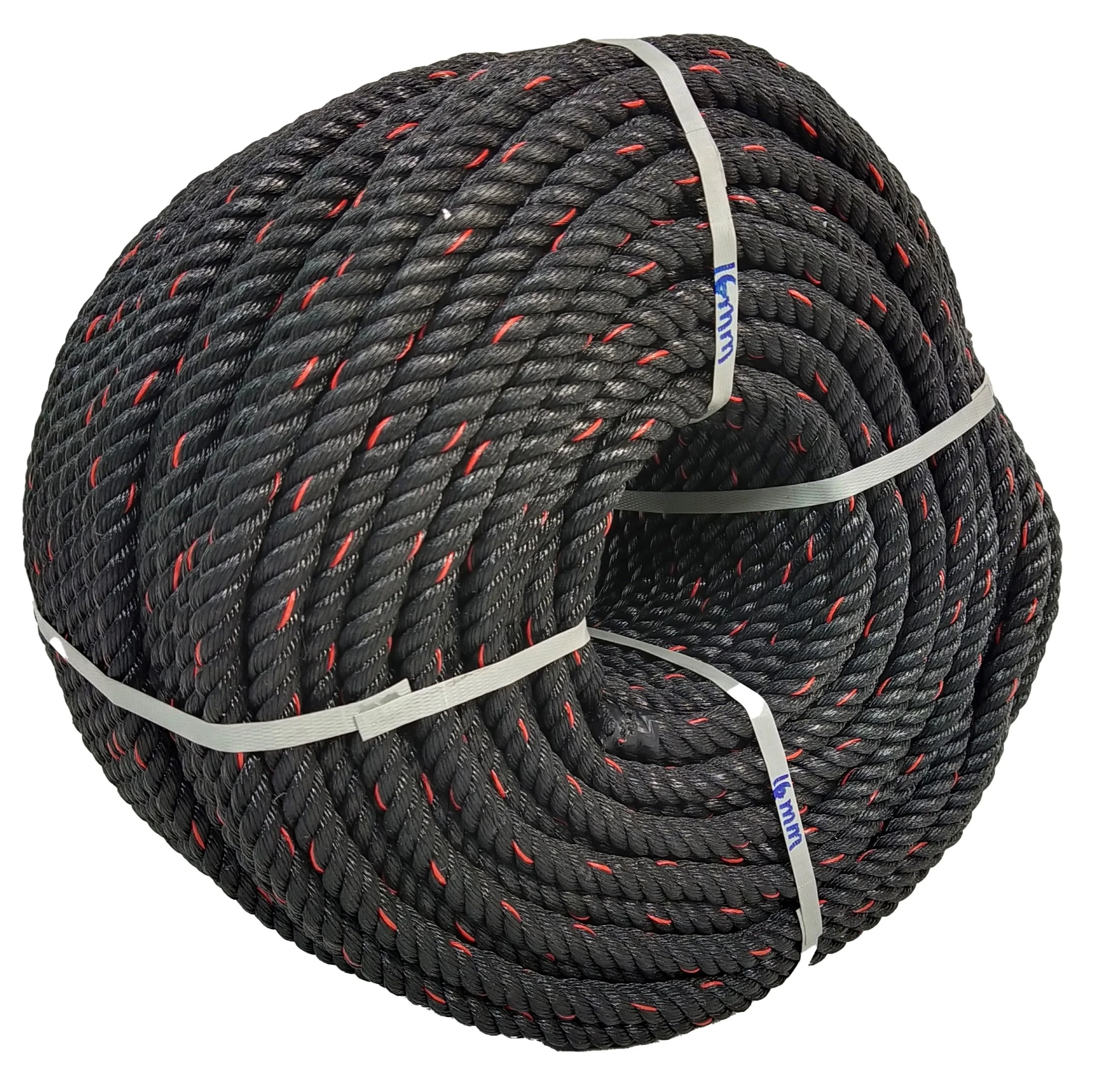 Malaysia Top Wholesales of Fishing Boat Brand 16.0MM*4S*220Meter*19.80Kgs Black + Red PE Rope, Fishing Ropes