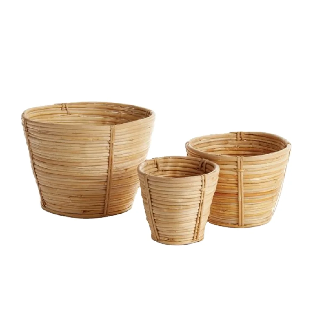 wholesale woven rattan flowerpot handmade stackable planter flower pots & planters Made in Vietnam