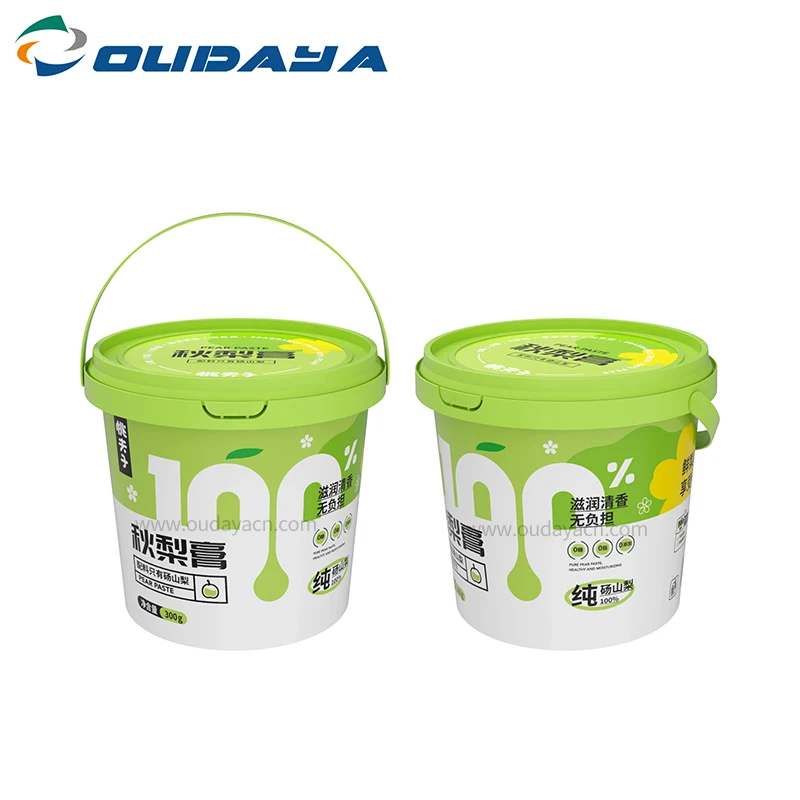 Wholesale IML PP 1l 2.5l 3l 5l plastic biscuit cookie container bucket tub with handle