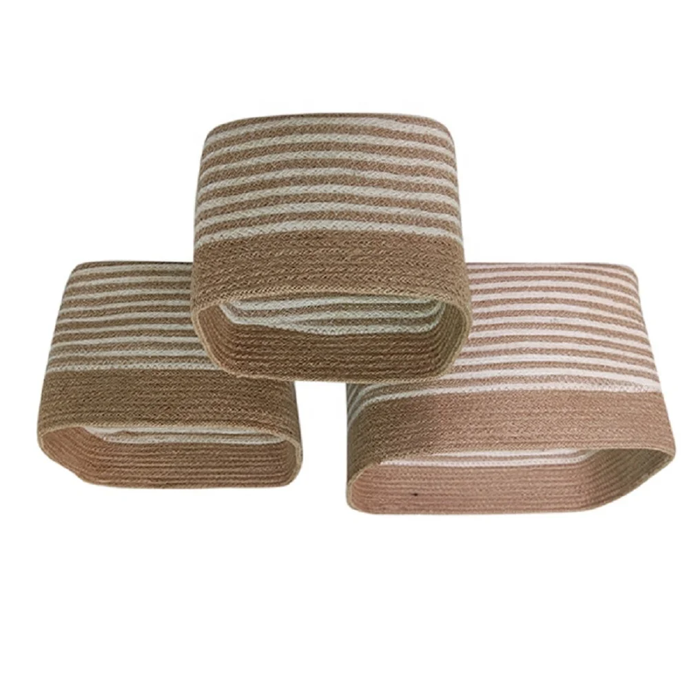 Customized Eco-friendly Sustainable Wholesale Beautiful Jute Rope Storage  Baskets For Home.